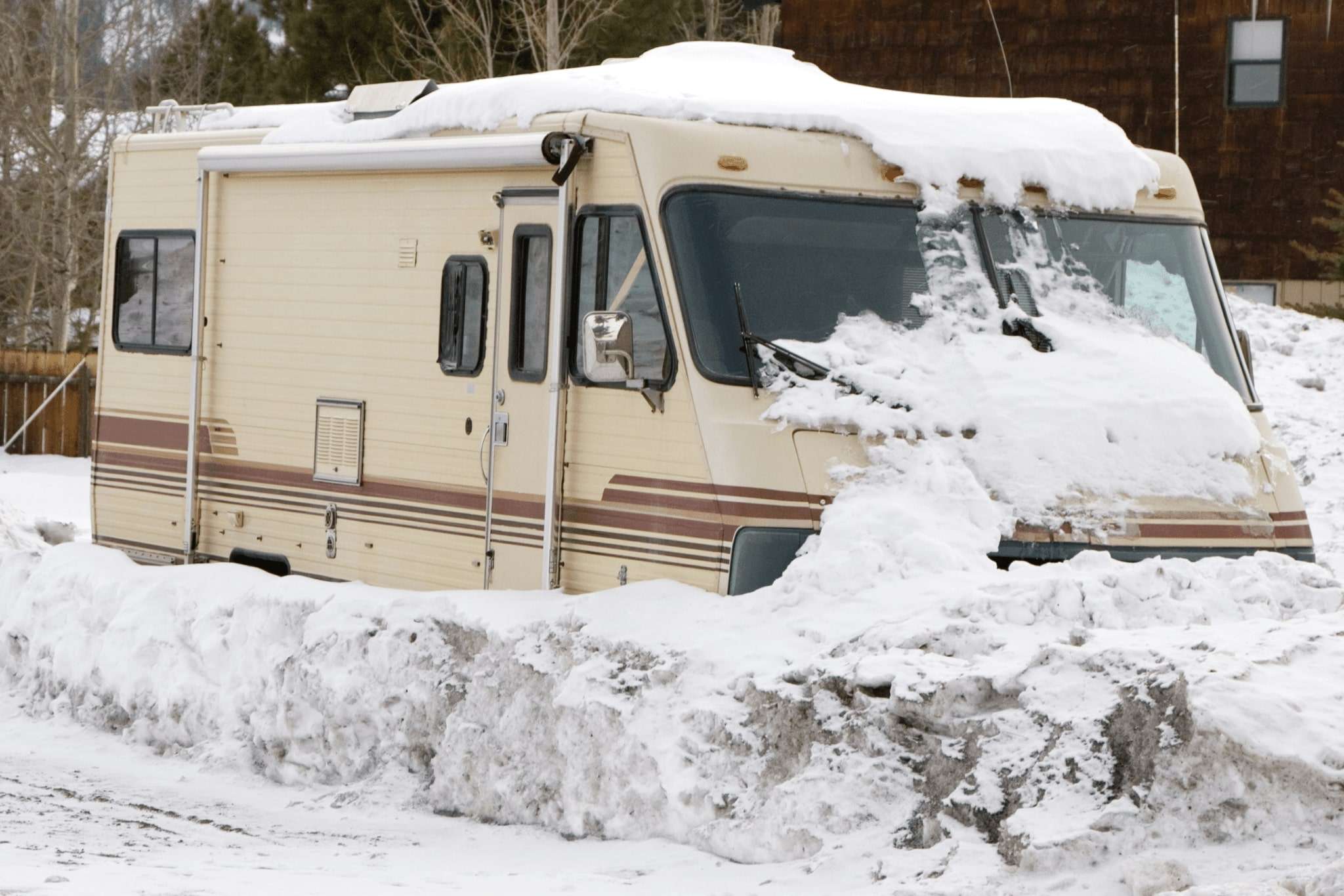RV covered with snow